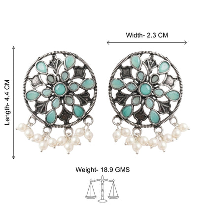 Glass drops Dangler Earrings (Mint)