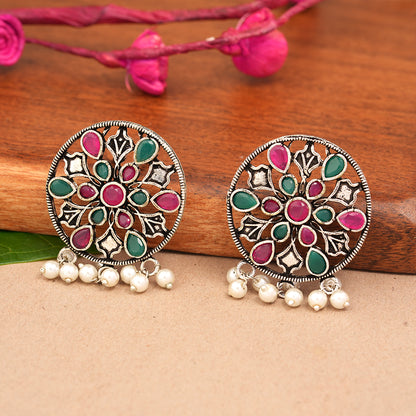 Glass drops Dangler Earrings (Multicolored)