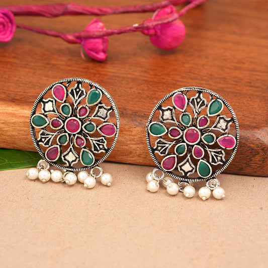 Glass drops Dangler Earrings (Multicolored)