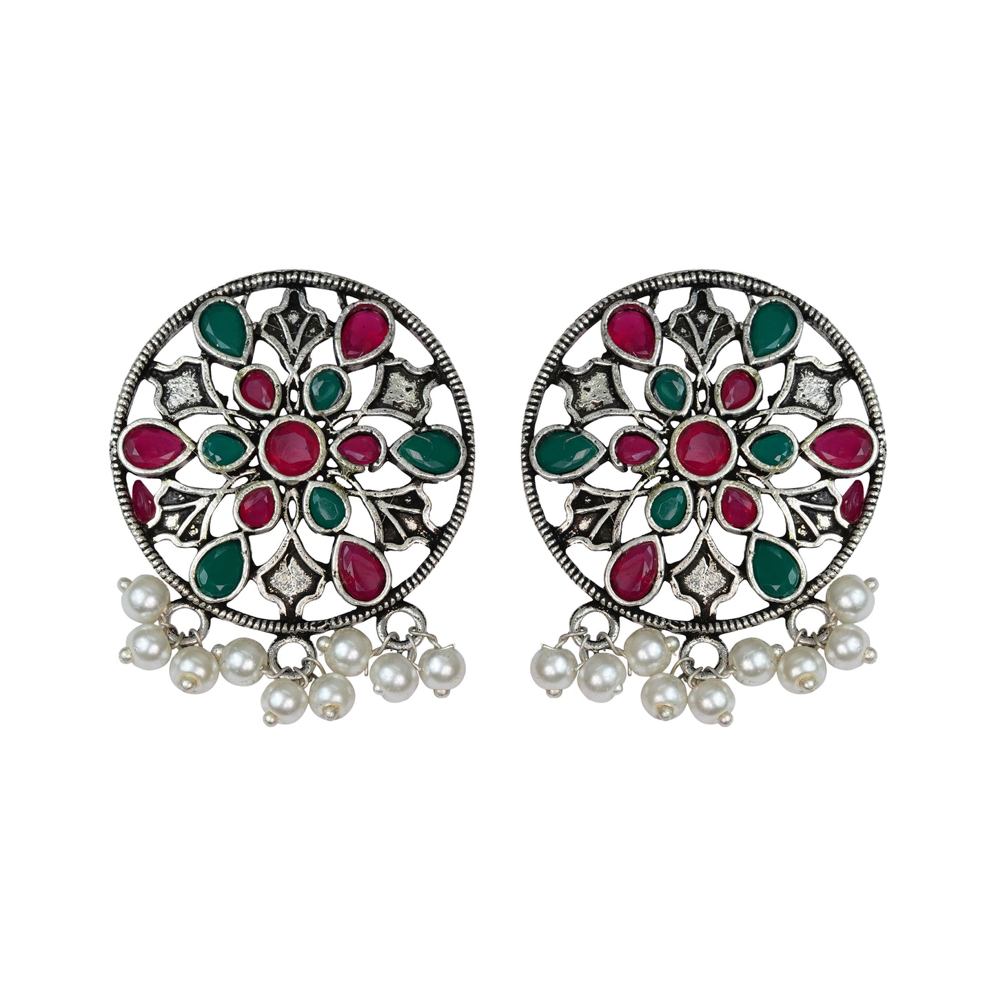Glass drops Dangler Earrings (Multicolored)