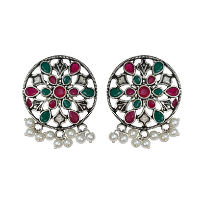 Glass drops Dangler Earrings (Multicolored)