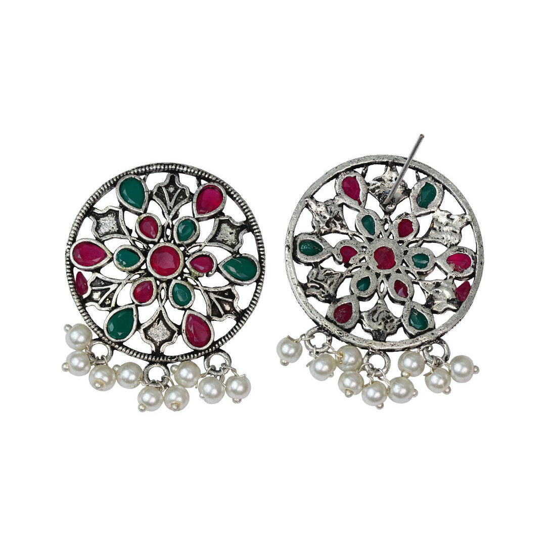 Glass drops Dangler Earrings (Multicolored)