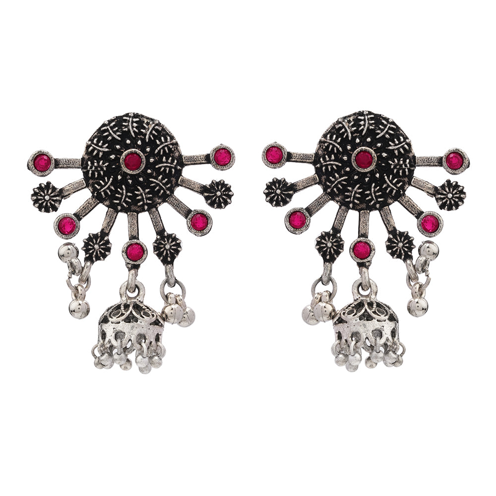 Slays and rays jhumki earrings (Red)