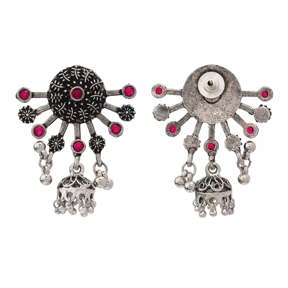 Slays and rays jhumki earrings (Red)