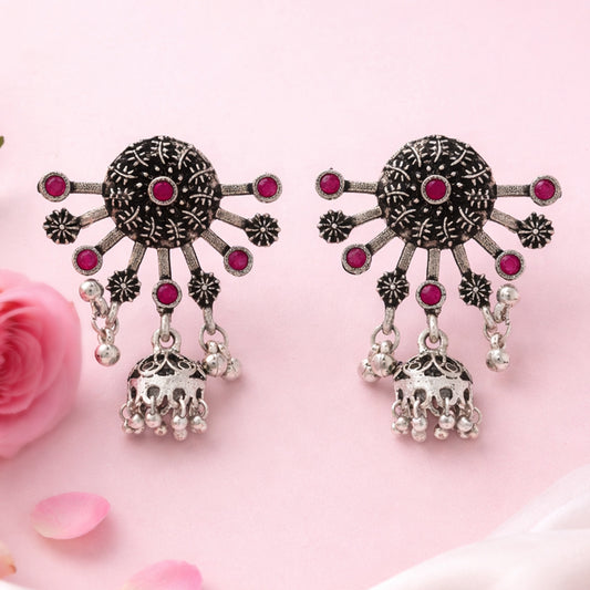Slays and rays jhumki earrings (Red)