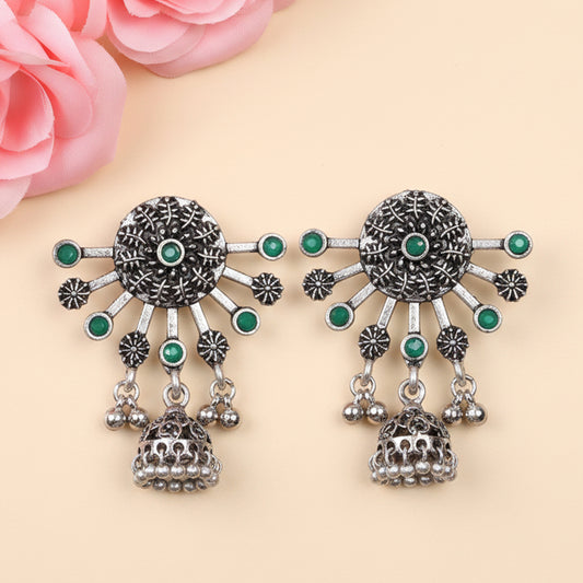 Slays and rays jhumki earrings (Green)