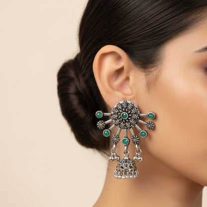 Slays and rays jhumki earrings (Green)