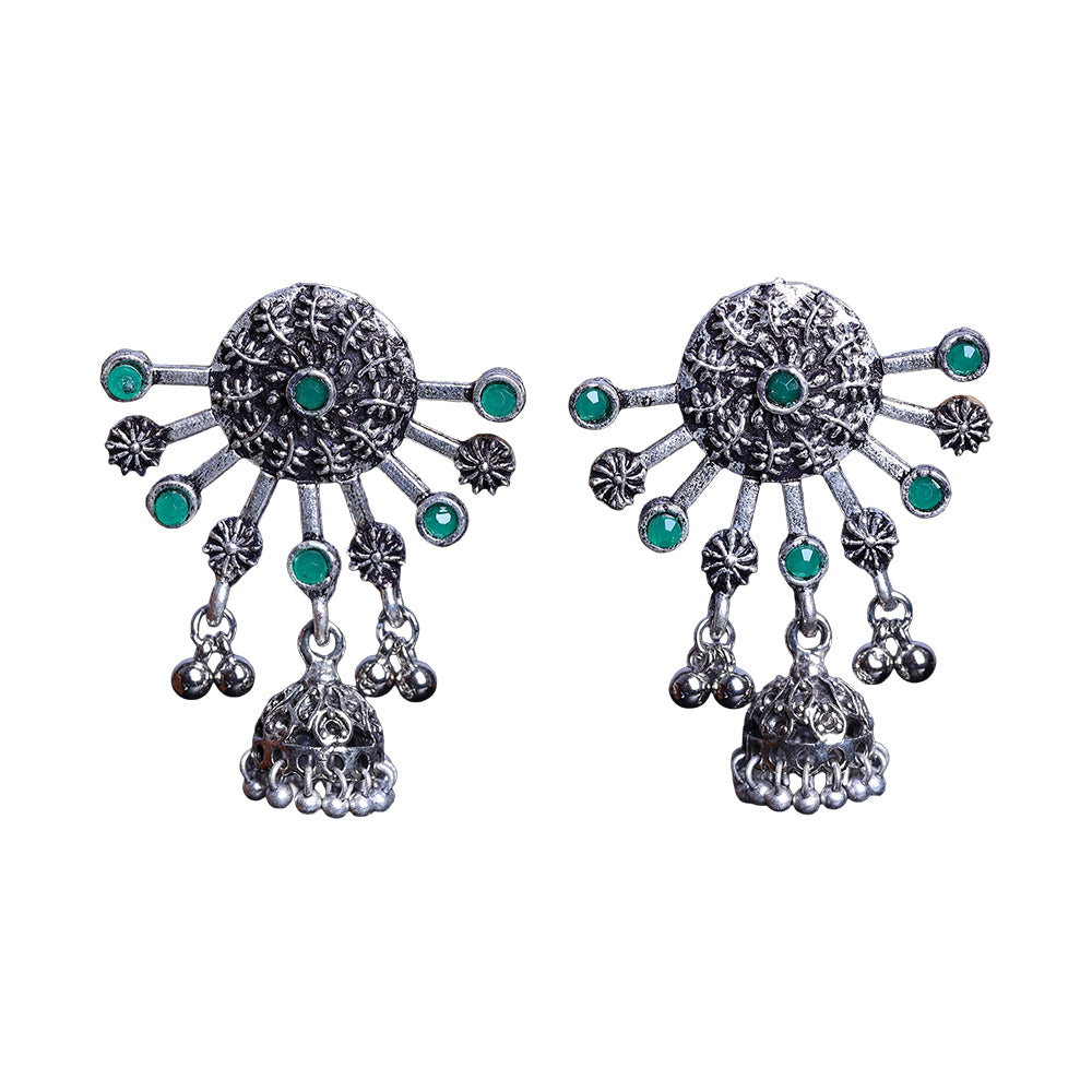 Slays and rays jhumki earrings (Green)