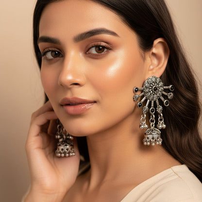 Slays and rays jhumki earrings (Black)