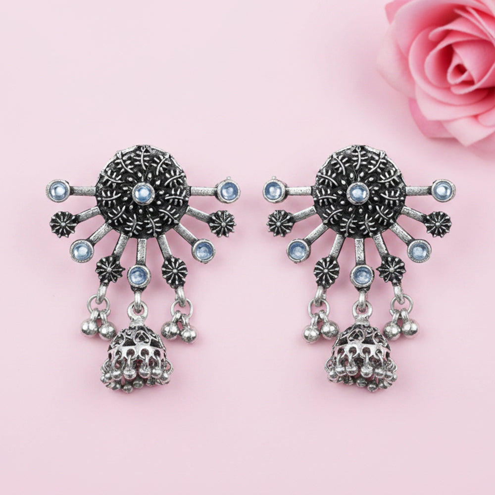 Slays and rays jhumki earrings (White)