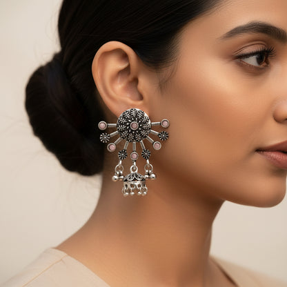 Slays and rays jhumki earrings (Baby Pink)