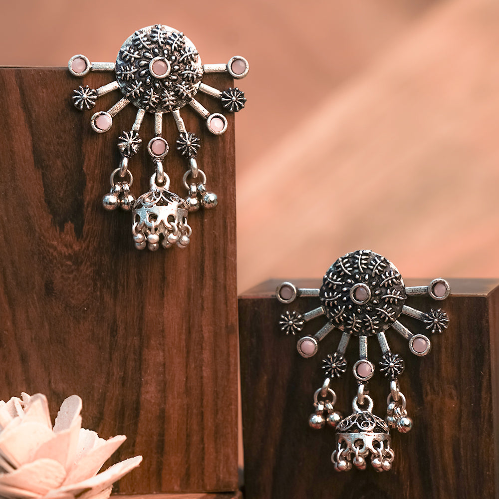 Slays and rays jhumki earrings (Baby Pink)