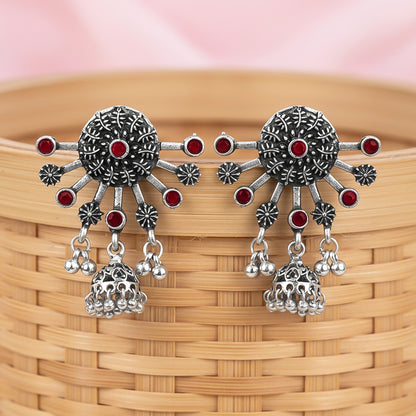Slays and rays jhumki earrings (Dark Maroon)