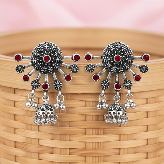 Slays and rays jhumki earrings (Dark Maroon)