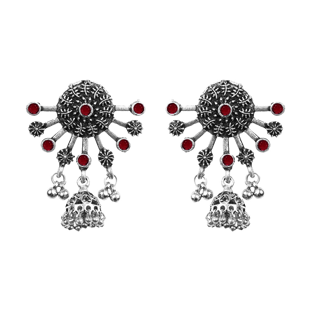 Slays and rays jhumki earrings (Dark Maroon)