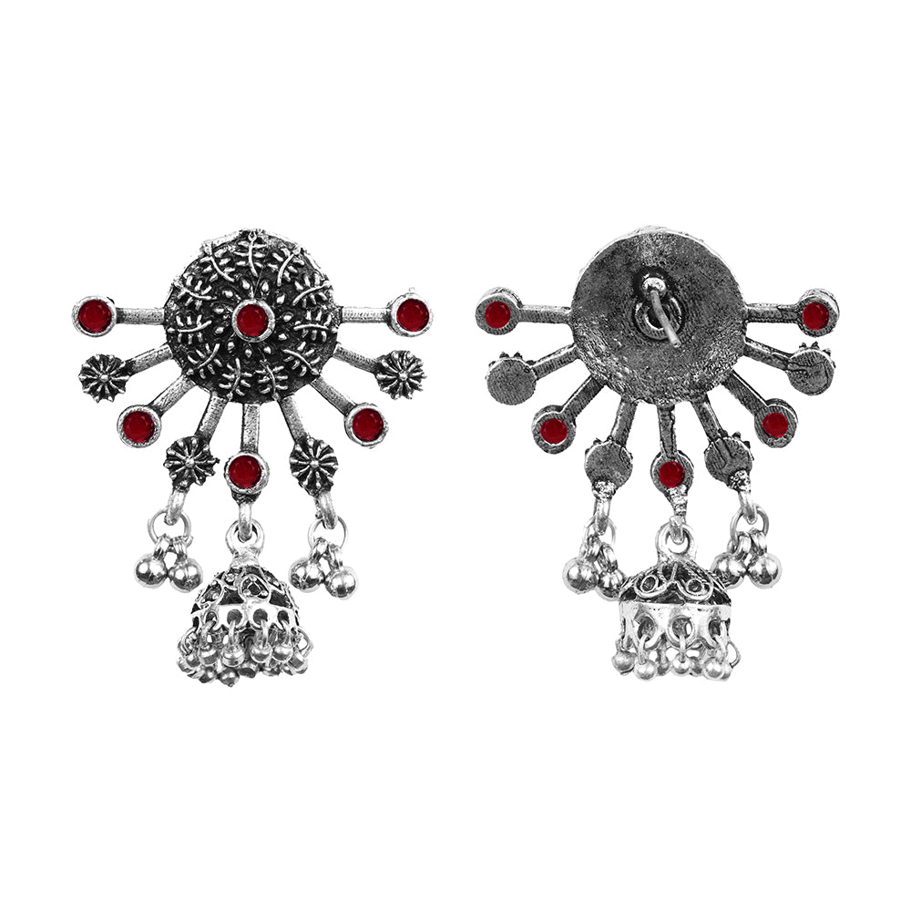 Slays and rays jhumki earrings (Dark Maroon)