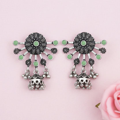 Slays and rays jhumki earrings (Pista)