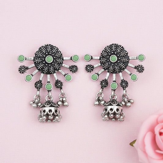 Slays and rays jhumki earrings (Pista)