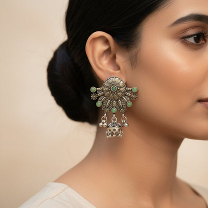 Slays and rays jhumki earrings (Pista)