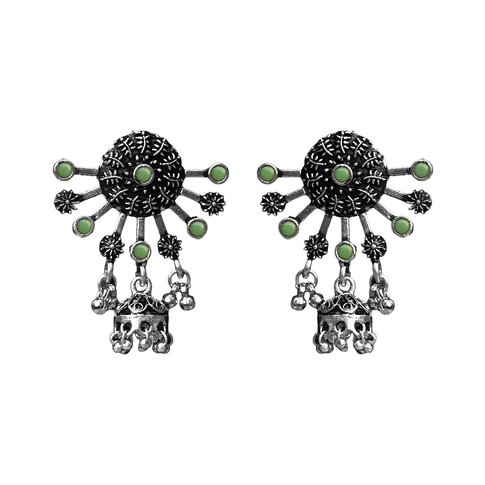 Slays and rays jhumki earrings (Pista)
