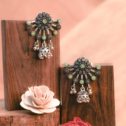 Slays and rays jhumki earrings (Pista)