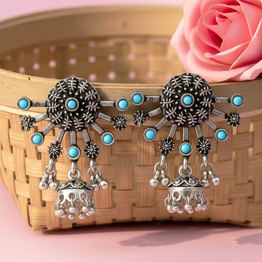 Slays and rays jhumki earrings (Sky Blue)