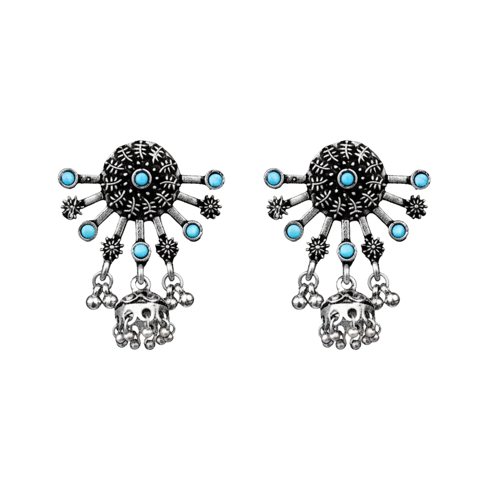 Slays and rays jhumki earrings (Sky Blue)