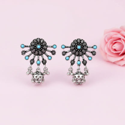 Slays and rays jhumki earrings (Sky Blue)