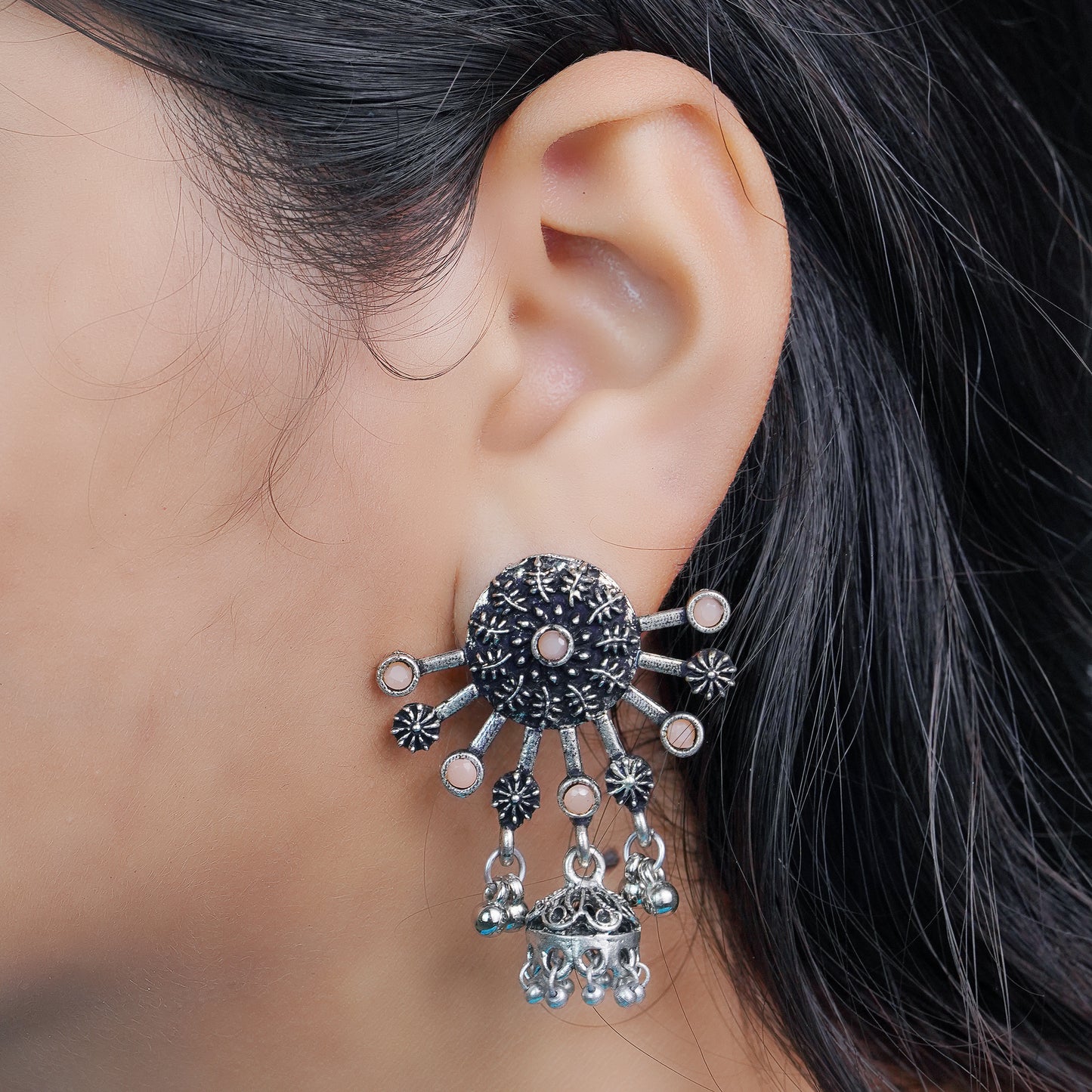 Slays and rays jhumki earrings (Light Orange)