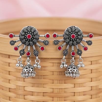 Slays and rays jhumki earrings (Dark Red)
