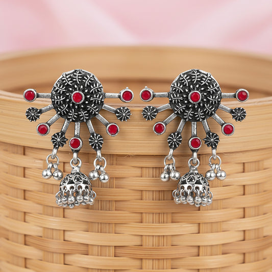 Slays and rays jhumki earrings (Dark Red)