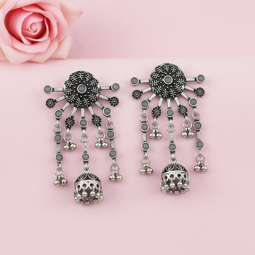 Slays and rays jhumki earrings (Grey)