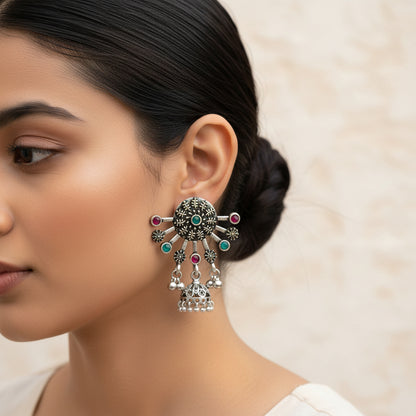Slays and rays jhumki earrings (Multicolored)