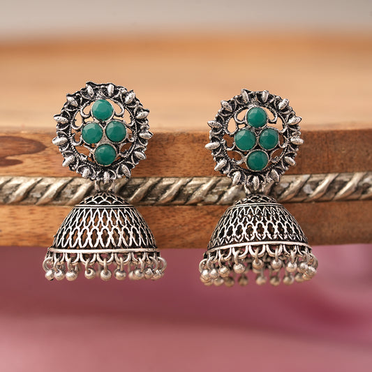 Classic chandlier Jhumka earrings (Green)