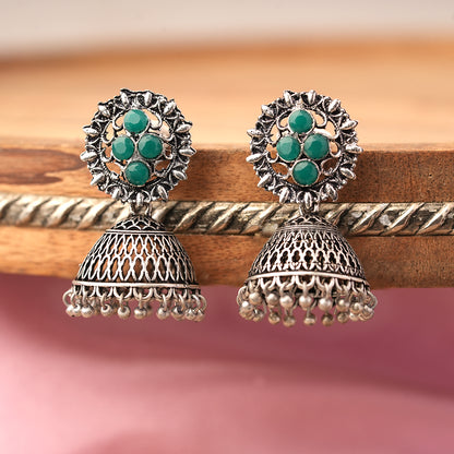 Classic chandlier Jhumka earrings (Green)