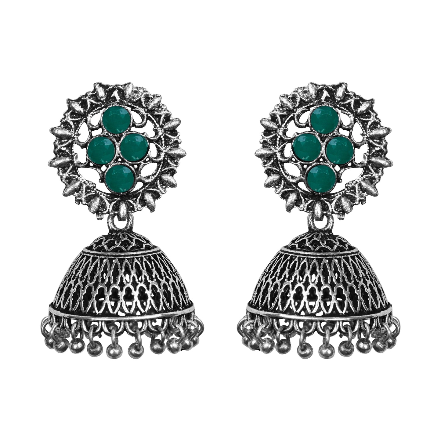 Classic chandlier Jhumka earrings (Green)