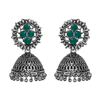 Classic chandlier Jhumka earrings (Green)