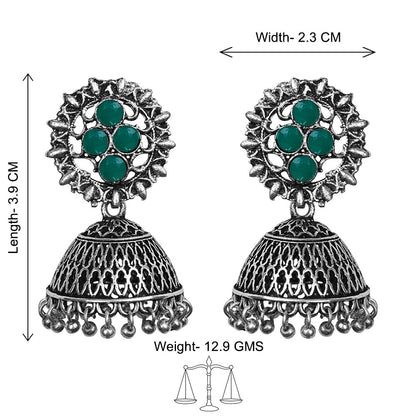Classic chandlier Jhumka earrings (Green)