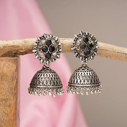 Classic chandlier Jhumka earrings (Black)