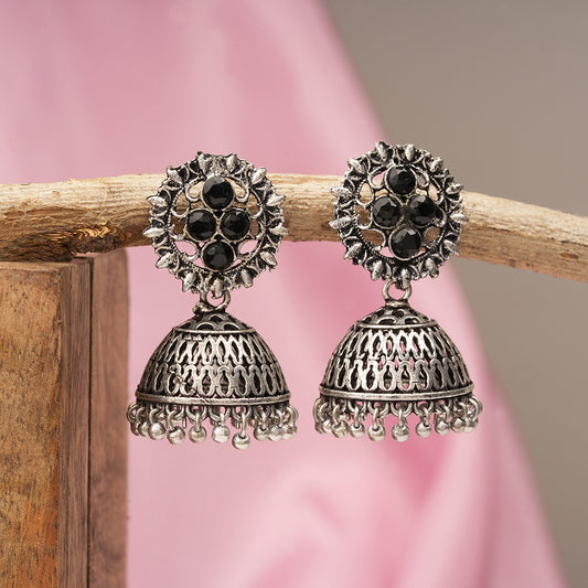 Classic chandlier Jhumka earrings (Black)
