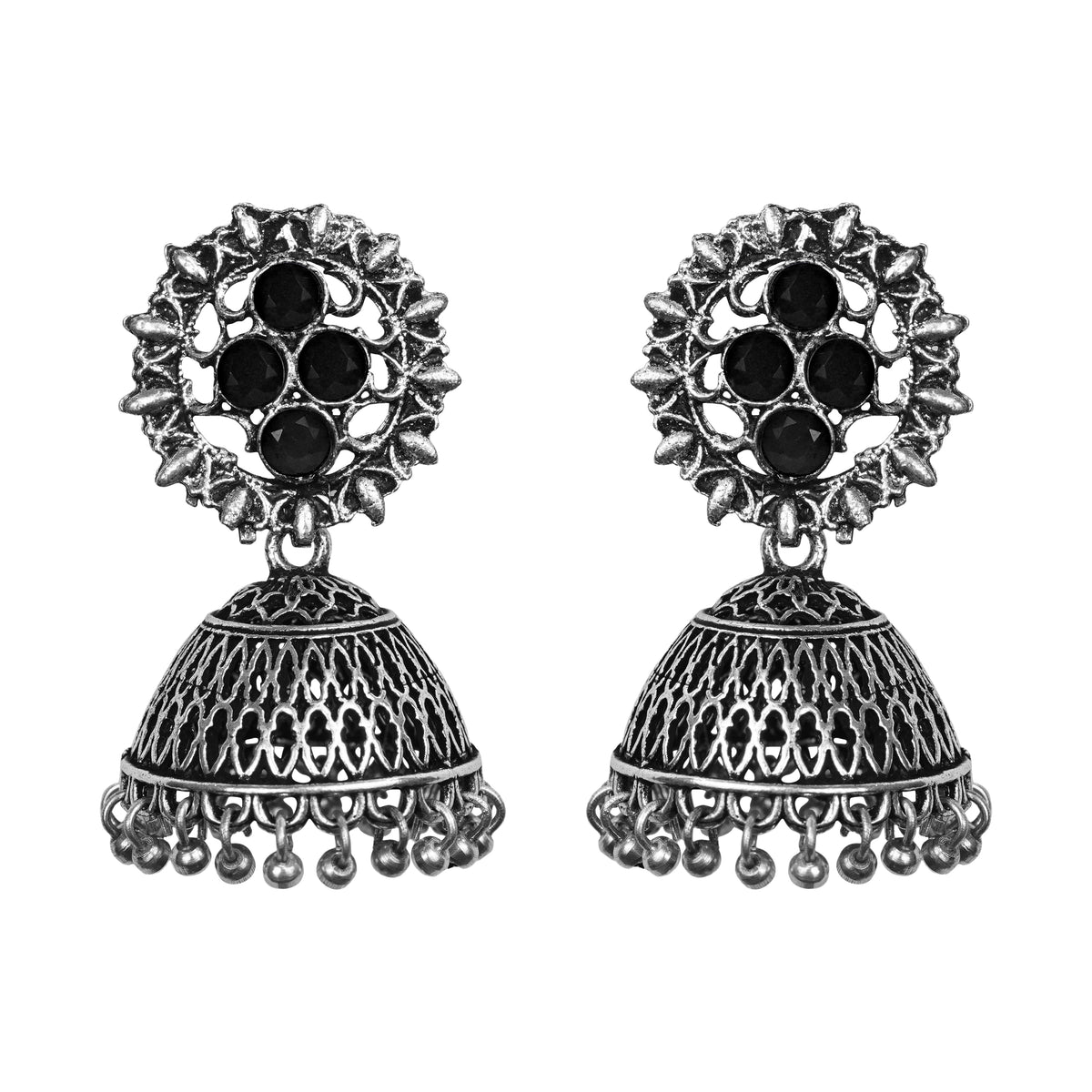 Classic chandlier Jhumka earrings (Black)