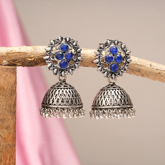 Classic chandlier Jhumka earrings (Blue)