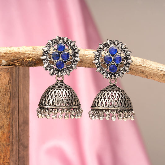 Classic chandlier Jhumka earrings (Blue)