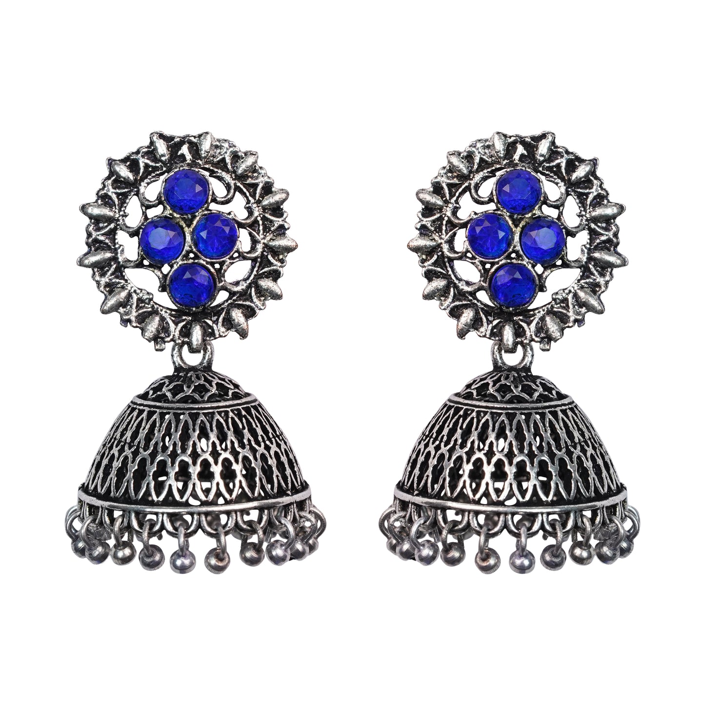 Classic chandlier Jhumka earrings (Blue)