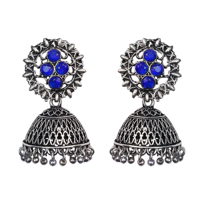 Classic chandlier Jhumka earrings (Blue)