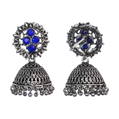 Classic chandlier Jhumka earrings (Blue)