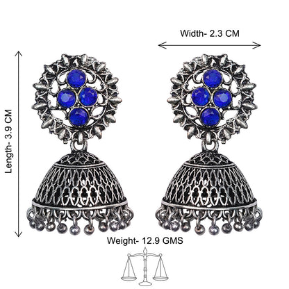 Classic chandlier Jhumka earrings (Blue)