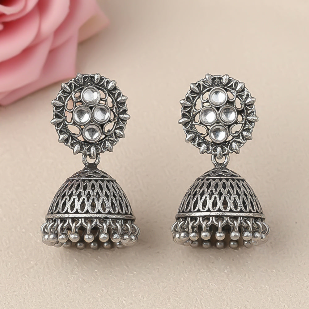 Classic chandlier Jhumka earrings (White)