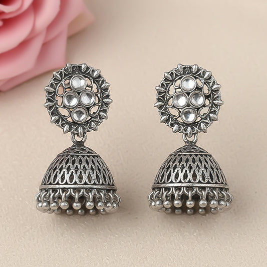 Classic chandlier Jhumka earrings (White)