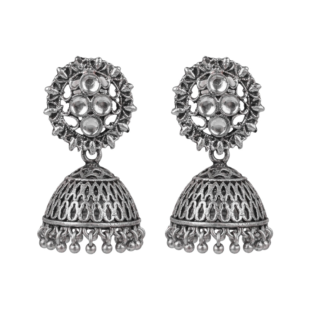 Classic chandlier Jhumka earrings (White)